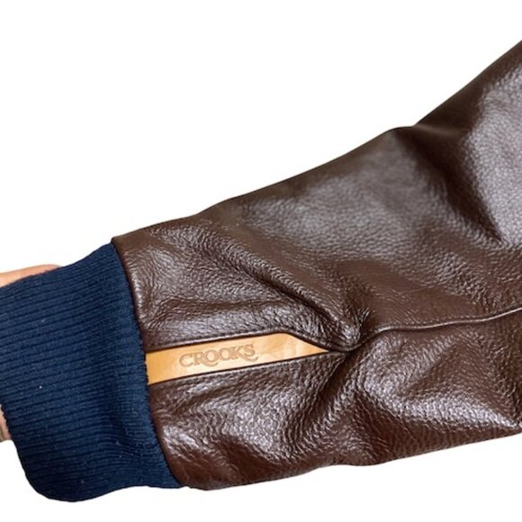 Crooks and Castles RARE Limited Edition Brown Leather Embroidered Jacket Large - Picture 8 of 11